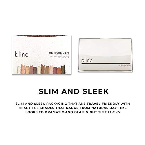 blinc Rare Gem Eyeshadow Palette, Long-Lasting, Creamy, Blendable and Pigmented Matte, Shimmer and Metallic Eyeshadows, Gluten-Free and Cruelty-Free, 1.1g / 0.04 Oz x 12