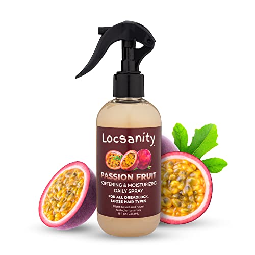 Locsanity Daily Moisturizing Spray for Dull, Dry Locs – Trial Size Passion Fruit Hair and Scalp Moisturizer for Dreadlocks, Sisterlocks, Microlocks, Braids to Control Oil and Frizz (4 fl oz)