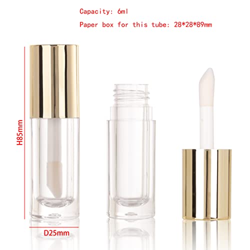 COSIDEA 14pcs Empty 6ml big brush Chunky lip gloss tubes for DIY lip gloss,Gold Large doe foot wand lipgloss containers