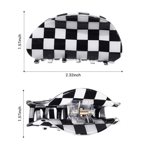 BOWEAR 6 PCS Checkered Hair Clips Black and White Checkered Claw Vintage Large Hair Jaw Strong Clip Claws Butterfly Lattice Amber Hair Barrettes for Women Girl Thin Thick Curly Straight Long Hair