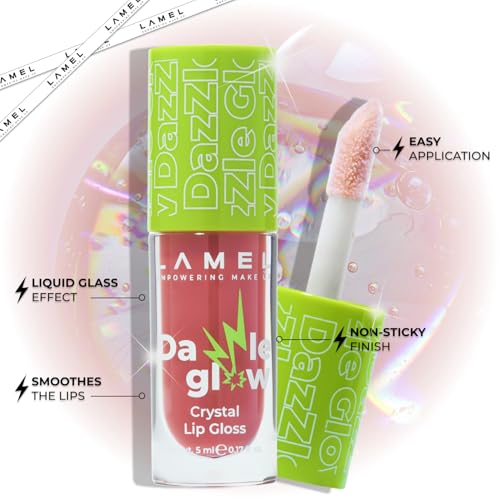 Lamel Dazzle Glow Crystal Clear Lip Gloss - Hydrating Lip Gloss - Non Sticky Lip Gloss - Colored Lip Gloss - Lip Gloss Color - Mini Lip Gloss - Moisturizing Lip Gloss - №403 Fancy