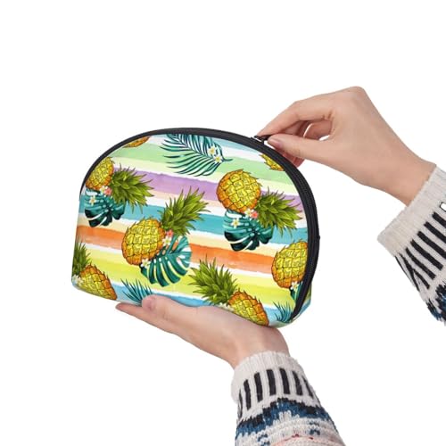 Docsckus 2 PCS Waterproof Travel Makeup Bag Portable Cosmetic Pouch Organizer for Women Pineapple