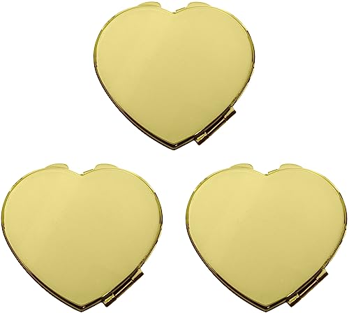 Stephanie Imports Set of 3 Slim Heart-Shaped Double Sided Magnifying Compact Mirrors (Black with Rhinestone Heart, Small)