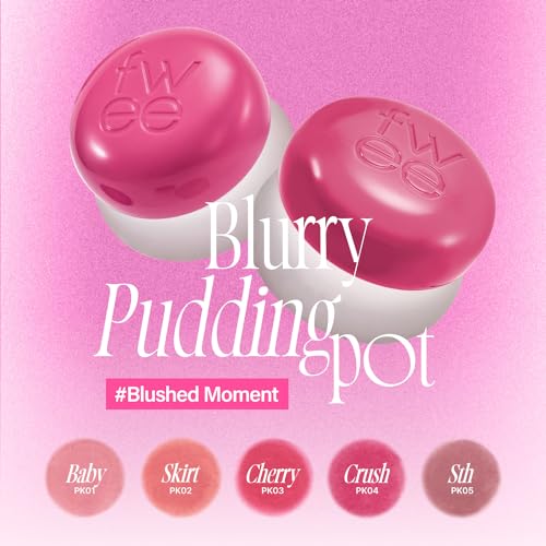 fwee Lip&Cheek Blurry Pudding Pot | Blushed Moment - Skirt | Makeup Blush, Buildable Lightweight, Multi-Use Soft Matte Finish | 5g