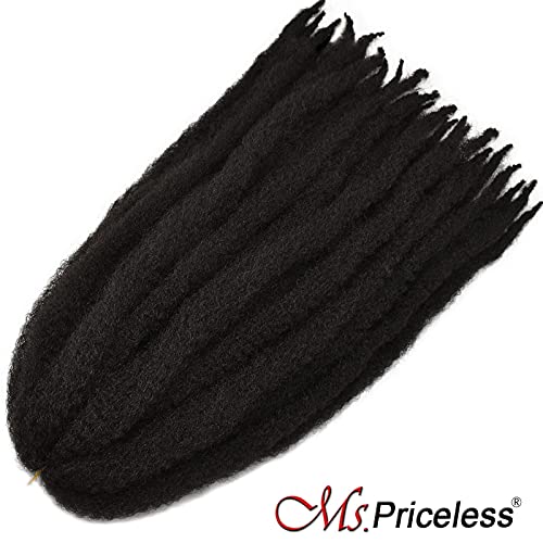 Ms.Priceless 24 Inch Marley Hair Marley Twist Braiding Hair for Faux Locs for Butterfly Locs Long Afro Kinky Cuban Twist Crochet hair for Black Woman Grey Color (T1B/Silver, 3Packs-24 Inch)