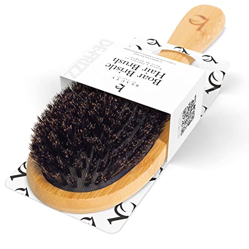 Boar Bristle Hair Brush - Smoothing Hair Brush for Fine Hair, Hair Brush for Men, Women & Kids, Soft Bristle Hair Brush, Bamboo and 100% Boar Bristles, Soft Brush for Hair, Gentle on Scalp