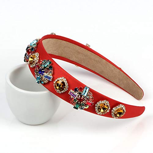 Fashion New Luxury Colorful Glass Crystal Headbands Women Handmade Rhinestone Hairbands Hoop Jewelry Accessories (rosy)