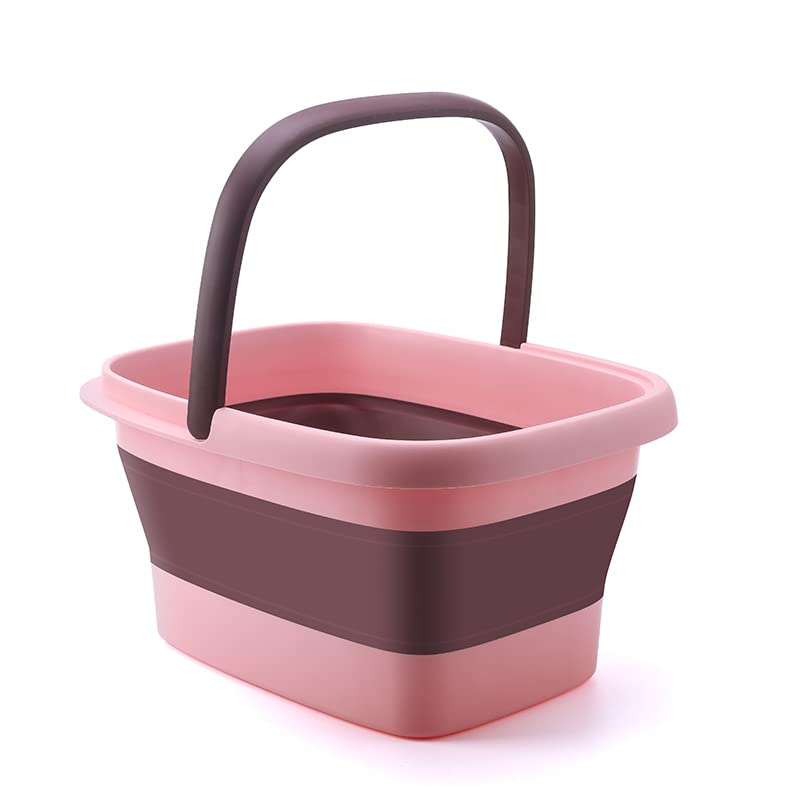 Collapsible Foot Bath – Advanced Foot Soaking Tub with Portable Design and Handle – Foldable Pedicure Foot Spa Bowl – Compact and Lightweight Foot Soak with Acupressure Points, Pink