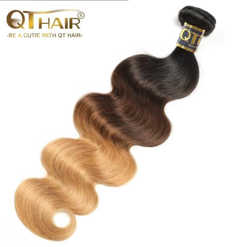 QTHAIR 14A Grade Ombre Body Wave Hair 1 Bundle Brazilian Body Wave Weave 100% Human Hair Extensions 3 Tone 1b 4 27 Color Ombre Human Hair Bundle for Black Women 26"