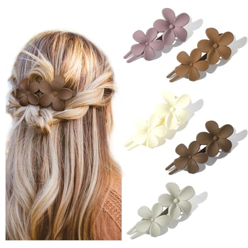 YANIBEST 5 Pcs Flat Hair Clips - Stylish Lay Flat Claw Clips for All Hair Types,Multi-Styles Matte Non-slip Hair Clips for Women Girls Wedding Prom Party Hair Decorations