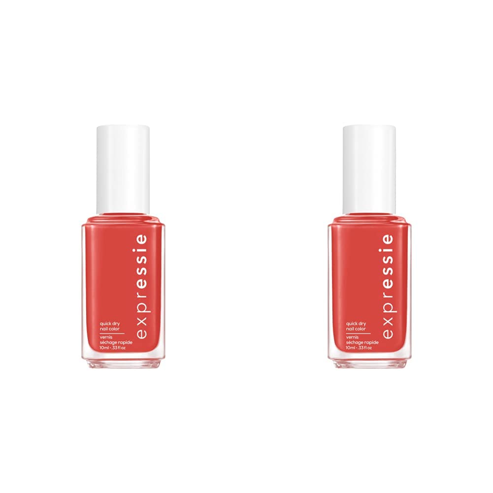 essie expressie Quick-Dry Vegan Nail Polish, Hustle N' Bustle, Clay Toned Red, 0.33 Ounce (Pack of 2)