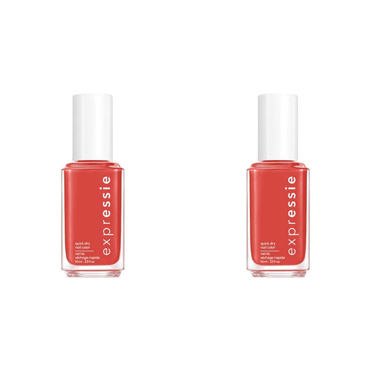 essie expressie Quick-Dry Vegan Nail Polish, Hustle N' Bustle, Clay Toned Red, 0.33 Ounce (Pack of 2)