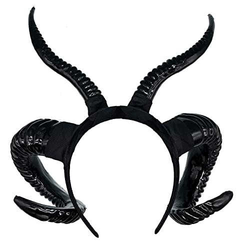 Moyubath Devil Horns Headband, Black Maleficent Horns Antlers Gothic Steampunk Demon Horns Headband for Halloween Fancy Dress Costume Photo Props