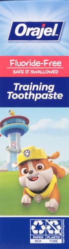 Orajel Kids Paw Patrol Fluoride-Free Training Toothpaste, Natural Fruity Fun Flavor, 1 Pediatrician Recommended, 1.5oz Tube (Pack of 2)