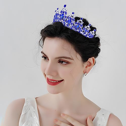 ShulaSHOP Blue Crowns for Women,Blue Tiaras for Women,Blue Crown Royal Queen Crown and Tiaras Princess Crown for Women and Girls,Party Halloween Costume Prom Birthday Bridal Wedding Hair Accessories