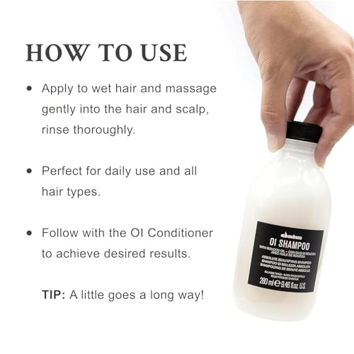 Davines OI Shampoo, 9.47 Fl Oz + All in One Milk, 1.69 Fl Oz | Nourishing Shampoo for All Hair Types | Shine, Volume, and Silky-Smooth Hair Everyday