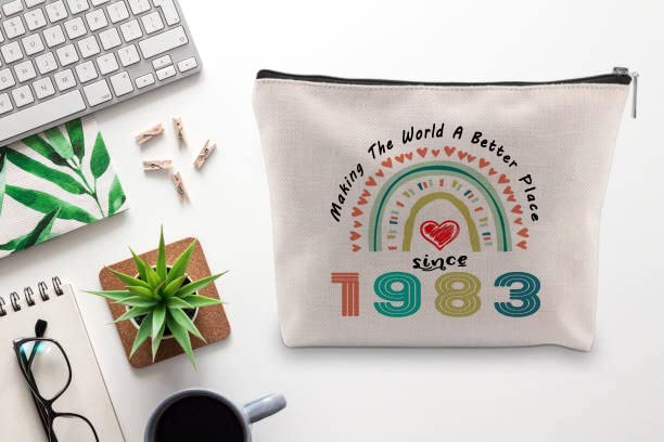 41st Birthday Gifts for Women, Making The World A Better Place Since 1983 Cosmetic Bag, 1983 Birthday Party Gifts, Makeup Bag Travel Pouch for 41 Year Old Woman, Friend Mom Aunt Sister Boss Teacher