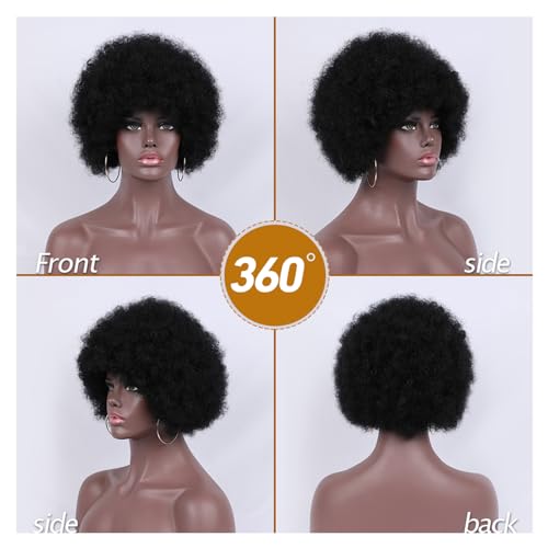 Kavsni Afro Curly Wigs for Black Women 70's Wigs for Daily Party Cosplay Costume Halloweeen Black Afro Wigs (1B)