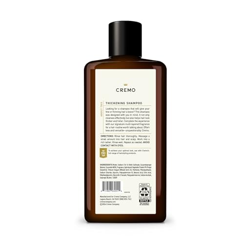 Cremo Juniper & Eucalyptus Barber Grade Thickening Shampoo, 16 Fl Oz