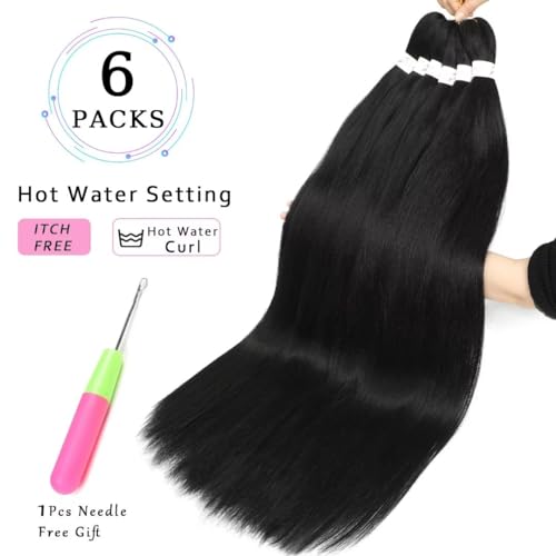 Ombre Braiding Hair Pre Stretched 1B/30 26inch 3Packs Brown Synthetic Braid Hair Crochet Braids Soft Yaki Texture Long Pre stretched Braiding Hair Hot Water Setting(#1b/30,26inch,3Packs)