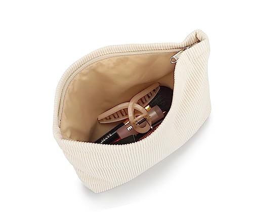 LOIDOU Cosmetic Bag for Women Girls Corduroy Makeup Bag for Purse Makeup Organizer Bag Zipper Storage Pouch Travel Essentials