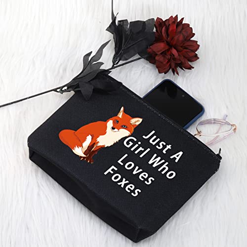 JNIAP Fox Cosmetic Bag Fox Lover Gift Loves Foxes Makeup Pouch Fox Animal Travel Toiletry Bag (BL-Loves Foxes Bag)