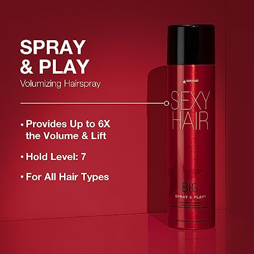 SexyHair Big Spray & Play Volumizing Hairspray Travel Size, 1.5 Oz | Hold and Shine | Up to 72 Hour Humidity Resistance | All Hair Types