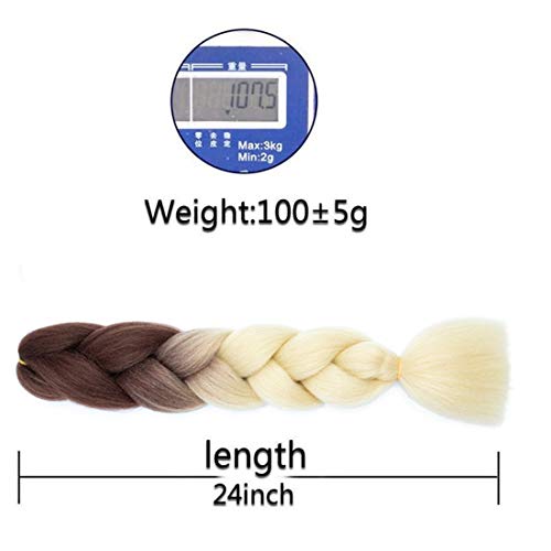 Xiaofeng Colorful Ombre Braiding Hair Extensions 24 Inch 3 Packs High Temperature Jumbo Crochet Braiding Hair for Box Twist Braids (24 Inch (Pack of 3), Brown to Blonde)