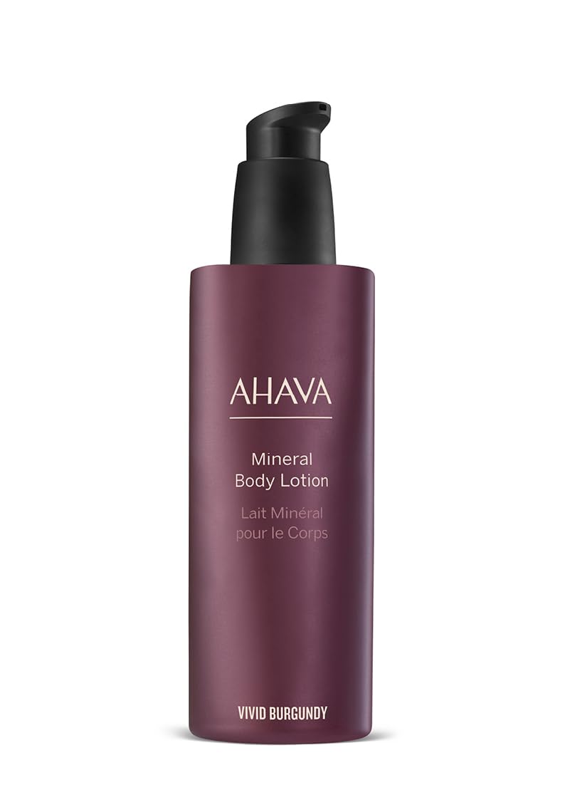 AHAVA Dead Sea Water Mineral Body Lotion, Vivid Burgundy - Provides All Day Hydration, Fights Dehydration, Refines Skin's Texture, Enriched with Exclusive Osmoter, Aloe Vera & Witch Hazel, 8.5 Fl.Oz