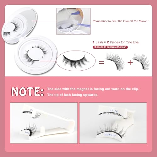 MEIEM Magnetic Lashes Kit with Applicator 3 Pair Reusable Magnetic Eyelashes Natural Look No Glue Needed Magnetic Eyelashes