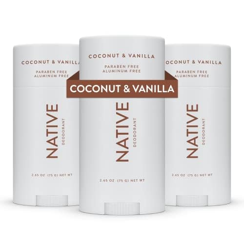 Native Deodorant Contains Naturally Derived Ingredients, 72 Hour Odor Control | Deodorant for Women and Men, Aluminum Free with Baking Soda, Coconut Oil and Shea Butter | Coconut & Vanilla, 3-Pack