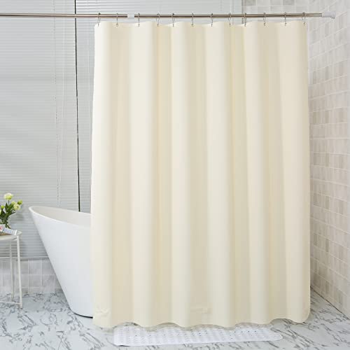 AmazerBath Beige Shower Curtain Plastic, Thick PEVA Shower Curtain Beige, Heavy Duty Shower Curtains for Bathroom, Cream Shower Curtain Waterproof 72x72 with 3 Weighted Stones and 12 Grommets