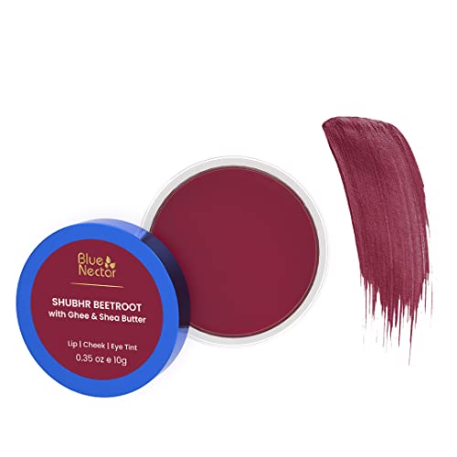 Blue Nectar Lip Tint Balm for Deep Wine Tinted Lips | Natural Beetroot Lip Balm Moisturizer for Dry Skin with Organic Ghee & Shea Butter | Long Lasting Hydrating Lip Tint (10g)