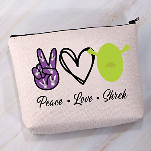 VAMSII Monster Sher k Musical Gifts Musical Theatre Makeup Bag Peace Love Shre k Shrekk Party Treat Bag (BLK-Peace L Shrek)