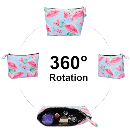 HAWEE Travel Cosmetic Toiletry Bag for Women and Girls Portable Makeup Bags, Watermelon