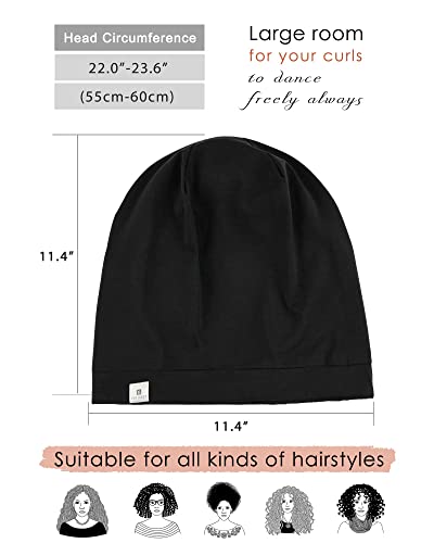 YANIBEST 100% Mulberry Silk Lined Sleep Cap Silk Bonnet for Sleeping - Black Hair Bonnet for Natural Hair