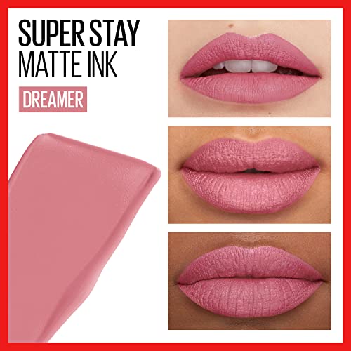 Maybelline Super Stay Matte Ink Liquid Lipstick Makeup, Long Lasting High Impact Color, Up to 16H Wear, Dreamer, Warm Pink Neutral, 1 Count