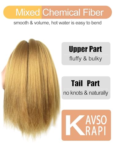 KAVSORAPI Blonde Braiding Hair 12 Inch Pre Stretched Hair Short Straight Crochet Braids Yaki Texture Synthetic Fiber 8 Packs (27#/Honey Blonde)