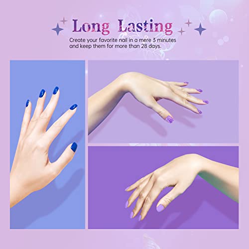 le love easy 6Pcs Gel Nails Polish Kit Blue Purple Set, Purple Violet Glitter Colors Gel Nail Kit, for Women Girls Valentines Birthday Day Gift