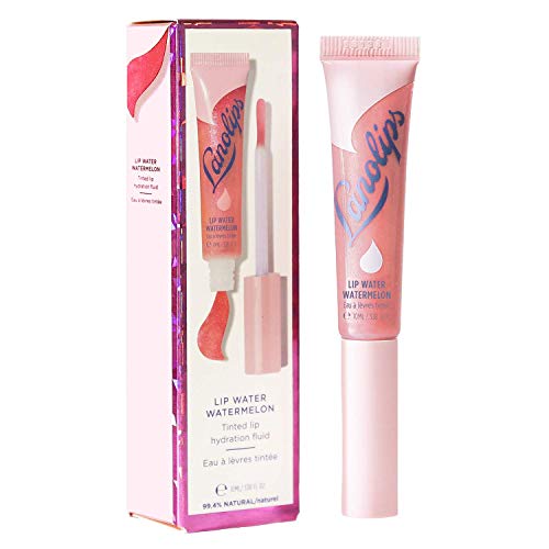 Lanolips Lanolin Lip Water, Watermelon - Hydrating Lip Tint Serum with Hyaluronic Acid and Shimmer Tints for a Hydrated Lip Glow - Lip Moisturizer for Dry, Cracked Lips (10ml / 0.34 fl oz)