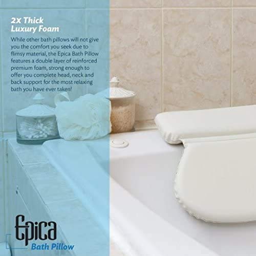 Epica Bath Pillow | Luxury Bathroom Accessories for Women & Men, Bathtub Decor, Bath Essentials | Non-Slip Waterproof Pillow with Strong Suction Cups, Hot Tub Neck Support, Bathtub Spa Pillow, Oval