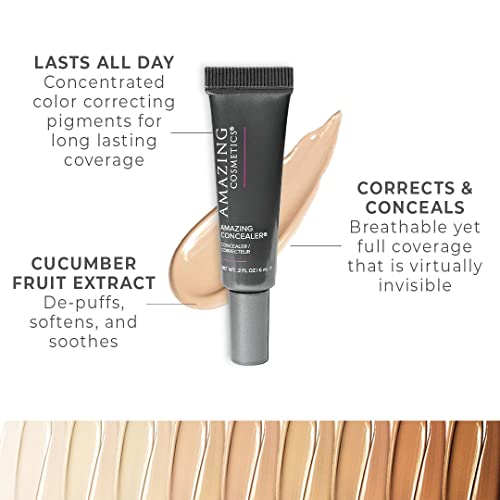 AmazingCosmetics Amazing Concealer, multipurpose full coverage concealer, 0.2 Oz, Medium Beige