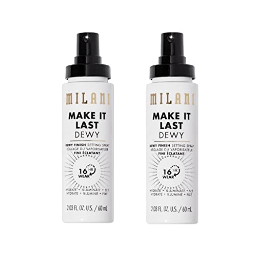 Milani Make It Last Dewy - Dewy Finish Setting Spray - 3 in 1- Hydrate + Illuminate + Set, Makeup Finishing Spray - Makeup Primer & Hydrating Setting Spray - 2 Pack