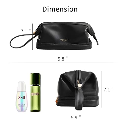 bagINBAG QIANPA Double Layer Travel Makeup Bag with Handle，Cosmetic Bag with Brush Compartment for woemn, Large Capacity Makeup Organizer Bag Waterproof