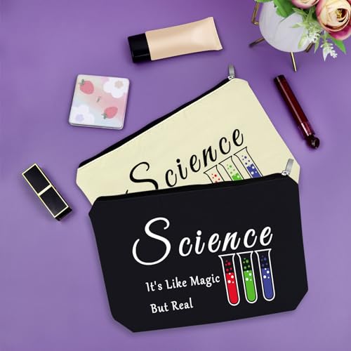 Science Teacher Gifts for Women 2PCS Makeup Bag Science Teacher Appreciation Gifts Graduation Gift for Scientist Lovers Chemistry Science Gift Cosmetic Bag Birthday Christmas Gifts for Women Friend