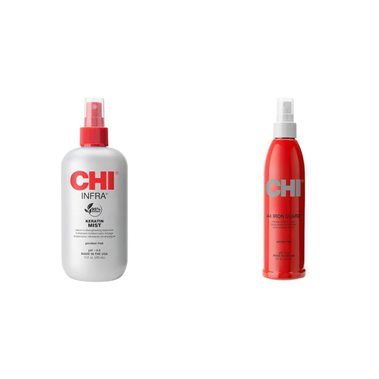 CHI Keratin Mist Hair Spray 12 Oz Iron Guard Thermal Protection Spray 8 Fl Oz Bundle