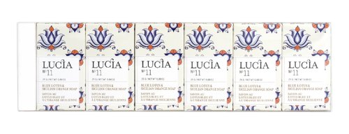 Lucia Guest Soap Set, Blue Lotus and Sicilian Orange (Pack of 6)