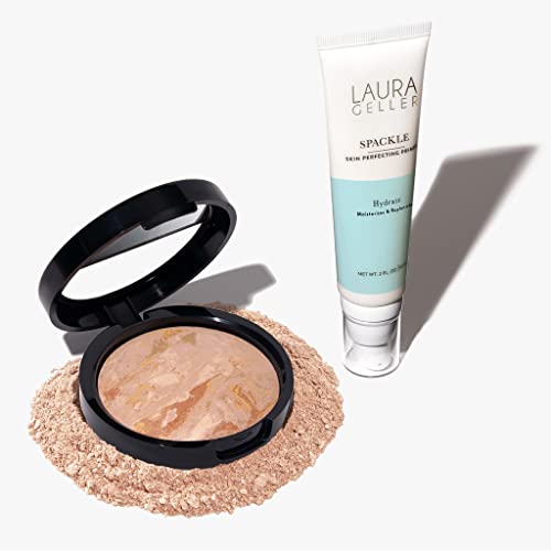 LAURA GELLER NEW YORK Balance-n-Brighten Powder Foundation, Fair + Spackle Super-Size Makeup Primer with Hyaluronic Acid, Hydrate