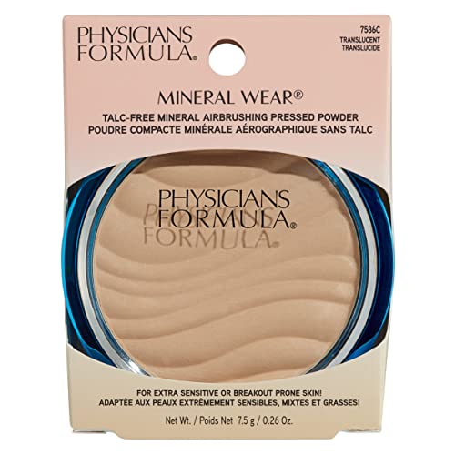 Physicians Formula Mineral Wear Talc-Free Mineral Airbrushing Pressed Powder Translucent | Dermatologist Tested, Clinically Tested