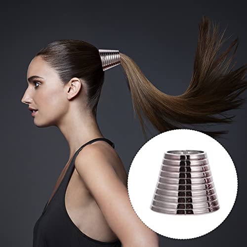 KALLORY 8pcs Plastic Ring Lady Hair Teeth for Accessories Barrette Cuff: Use Fashion Long Clip High and Buckles Punk Black Tie Women Ponytails Rings Circle Metal Cover Headwear